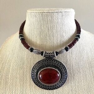 Vintage Premier Designs Red Spice Necklace, Southwest Style Faux Red Jasper